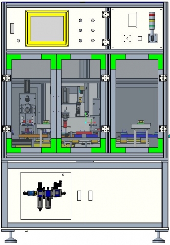 Máquina combinadora e inspeccionadora